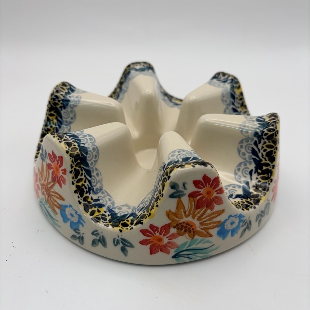Polish Pottery Tea Warmer | Handmade in Poland Floral Stoneware | Microwave Safe - Picture 2 of 10